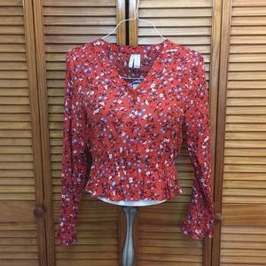 Japna dark orange floral peplum shirt